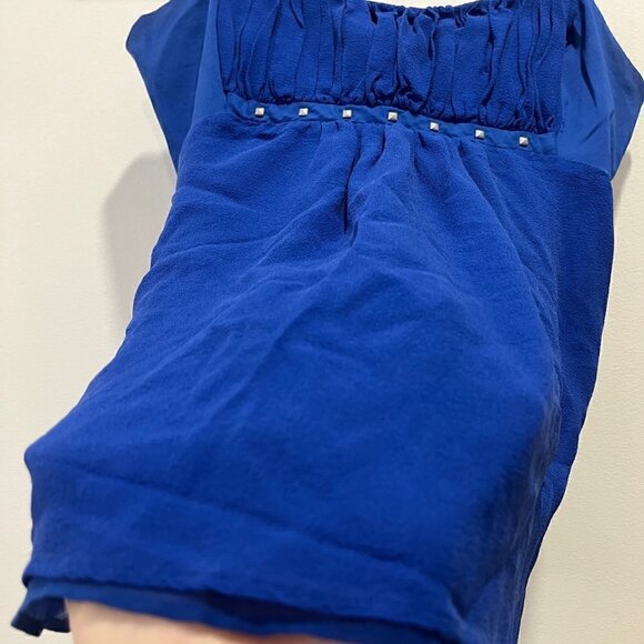 Vintage Armani Exchange Royal Blue Spaghetti Strap Babydoll Studded Y2K Tank Top - Picture 7 of 11